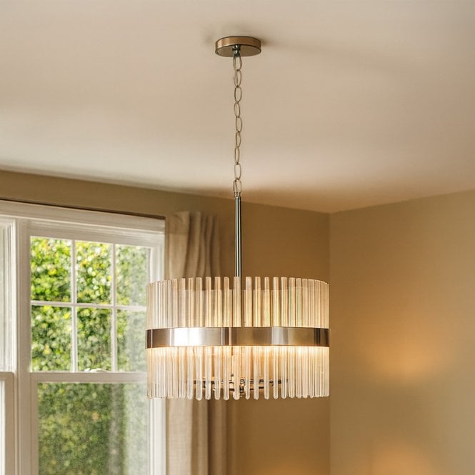 Wisteria  Rosa Clear Glass Ceiling Pendant Light - Polished Nickel