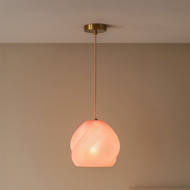 Wisteria  Rosey Fibreglass Ceiling Pendant Light - Antique Brass