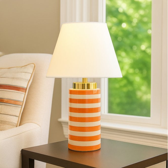 Wisteria  Saint-Lo Ceramic Table Lamp - Orange & White