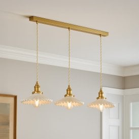Wisteria Tiffany 3 Light Ceramic Bar Ceiling Pendant - White