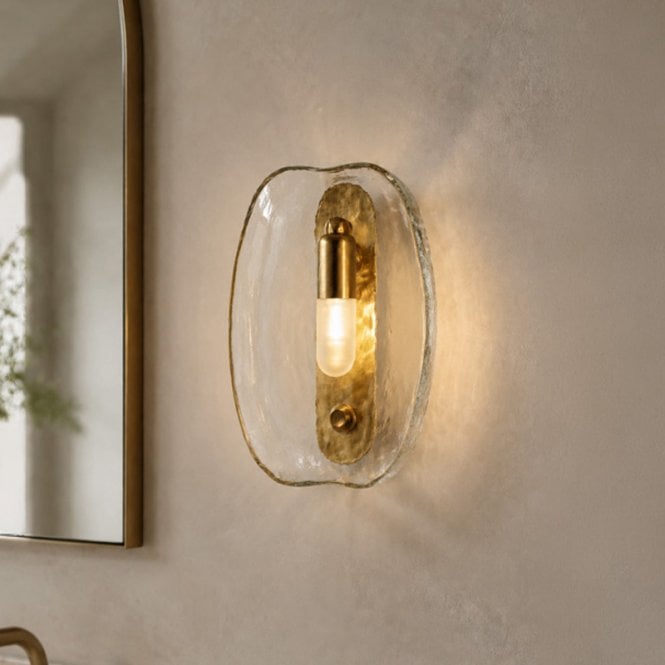 Wisteria  Velluto Bathroom Glass Wall Light - Brass
