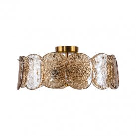 Wisteria Verre Glass Semi Flush Ceiling Light - Brushed Brass