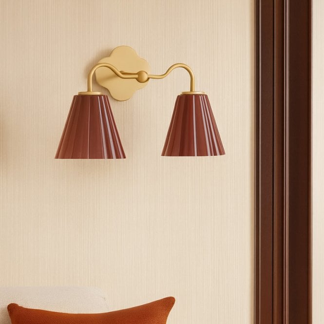 Wisteria  Vivenna Glass Twin Wall Light - Burgundy