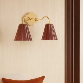 Wisteria Vivenna Glass Twin Wall Light - Burgundy