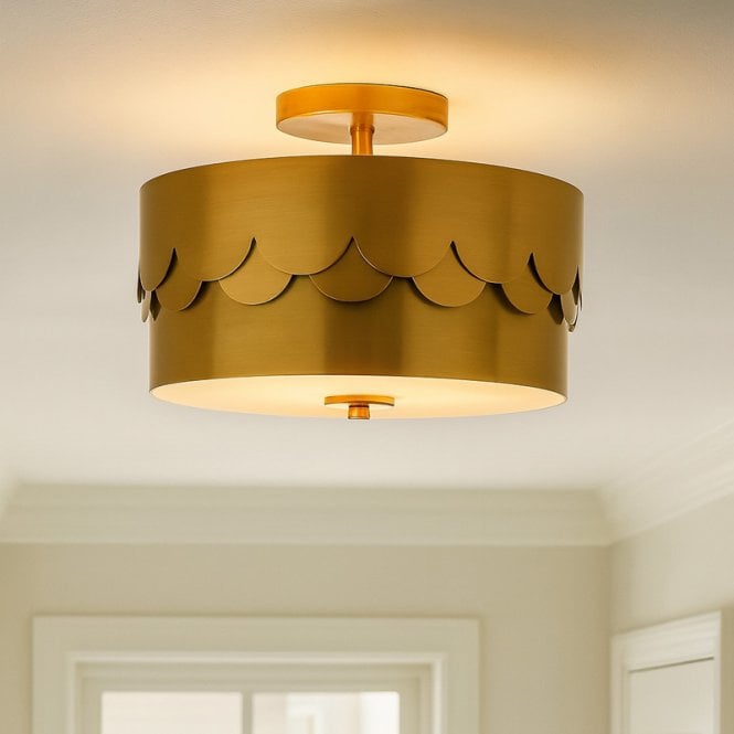 Wisteria  Wave Semi-Flush Ceiling Light - Brushed Brass