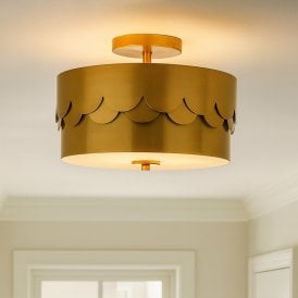 Wisteria Wave Semi-Flush Ceiling Light - Brushed Brass